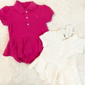 NWT Ralph Lauren Baby Girl Peplum Mesh Bubble Shortall